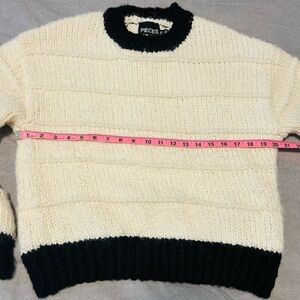 Pieces Cream and Black Knit Sweater